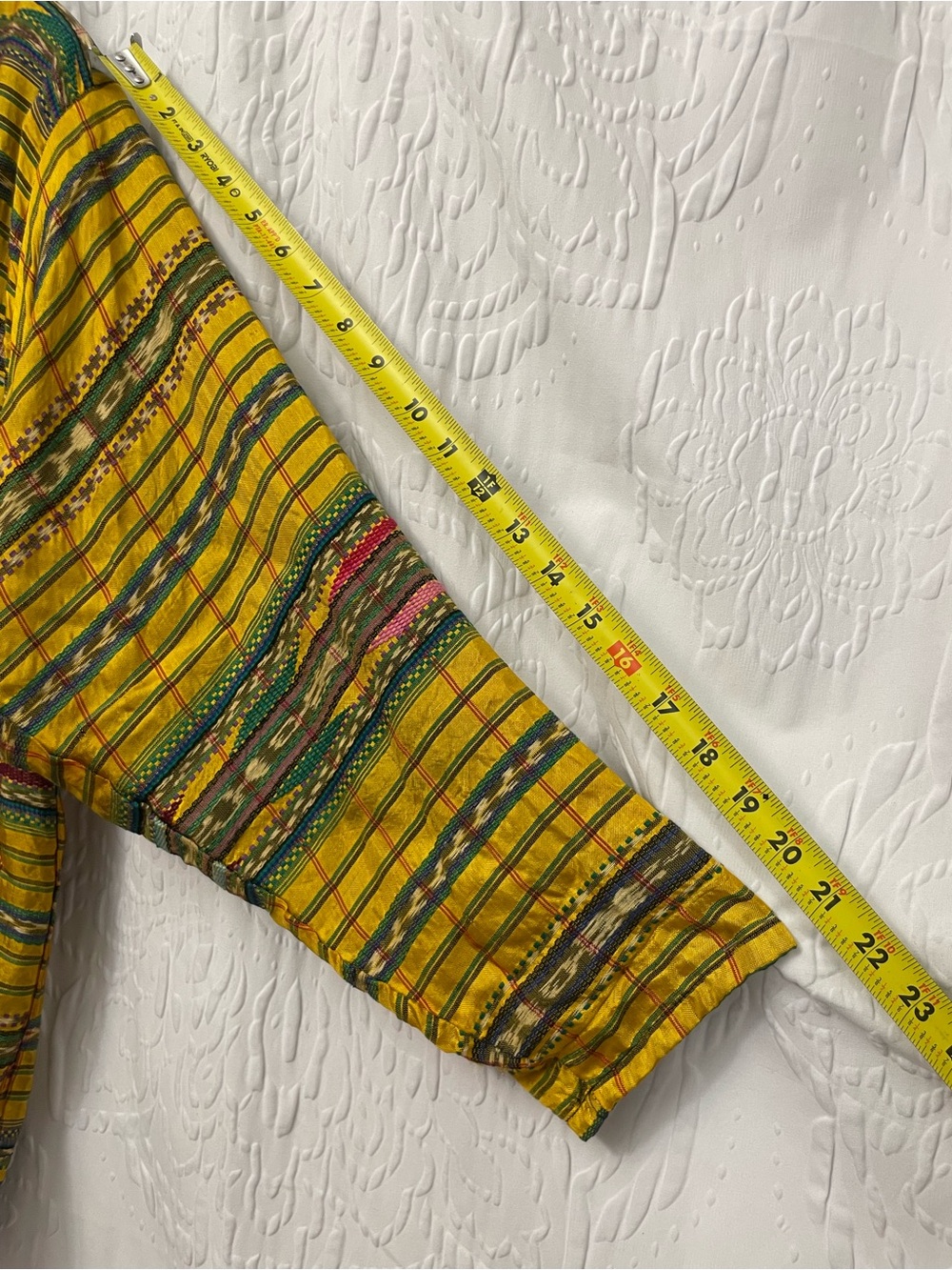 Indigo Striped Yellow Multicolor Open-Front Jacket - Picture 7 of 7